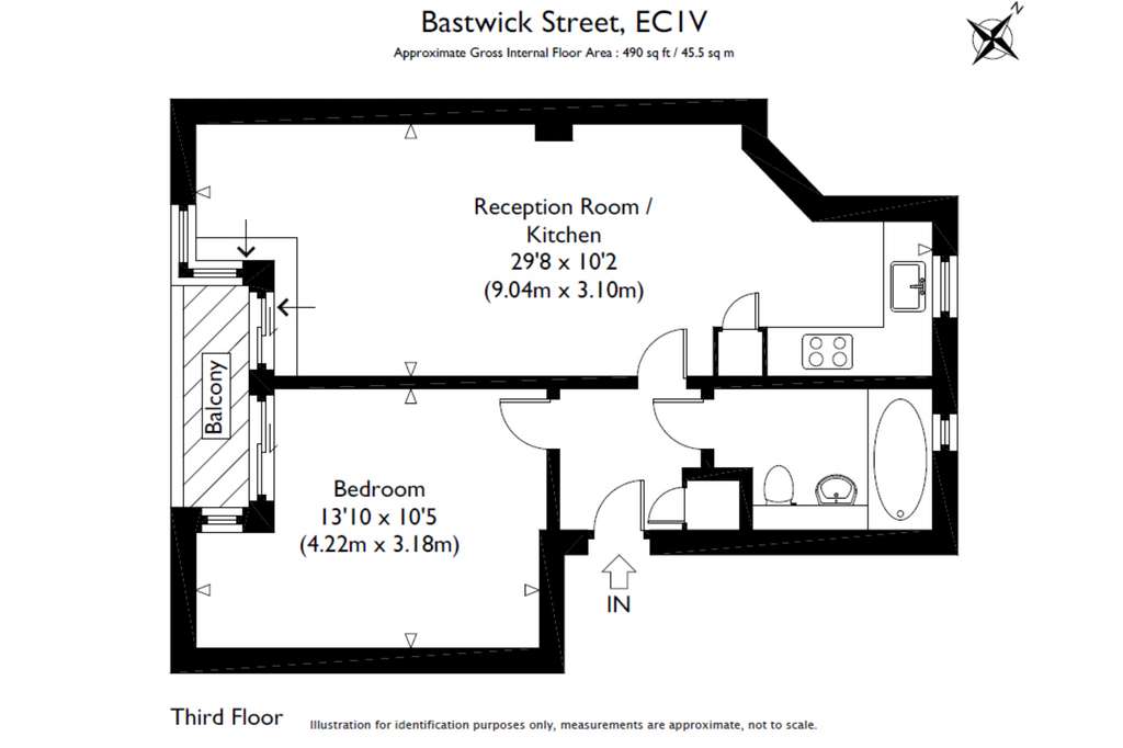 1 bedroom flat to rent - floorplan