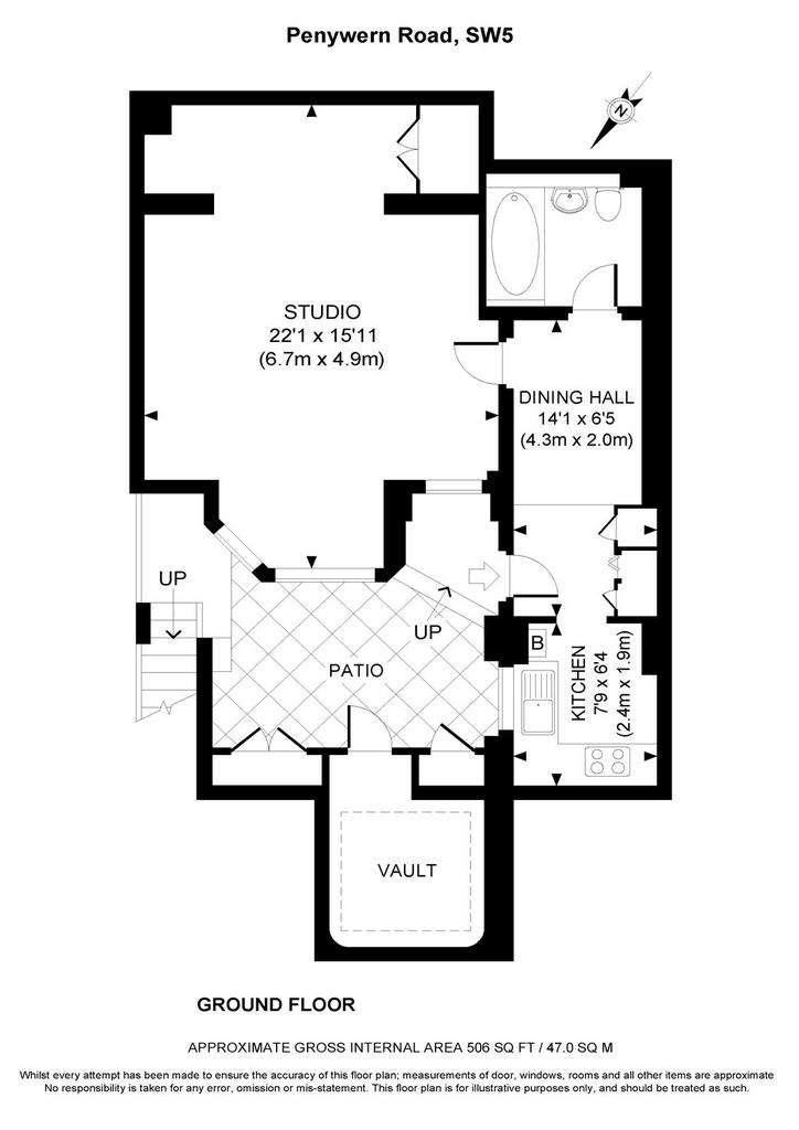 Studio flat to rent - floorplan