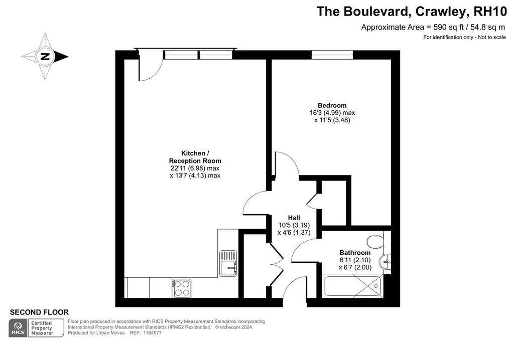 1 bedroom flat for sale - floorplan