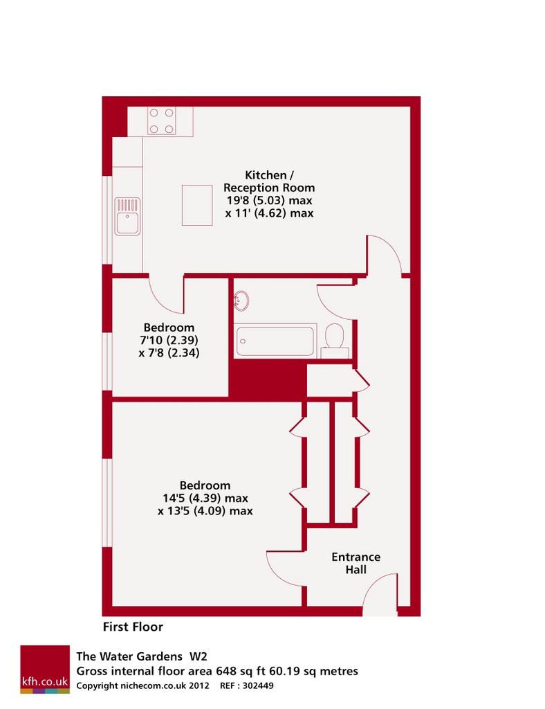 2 bedroom flat to rent - floorplan