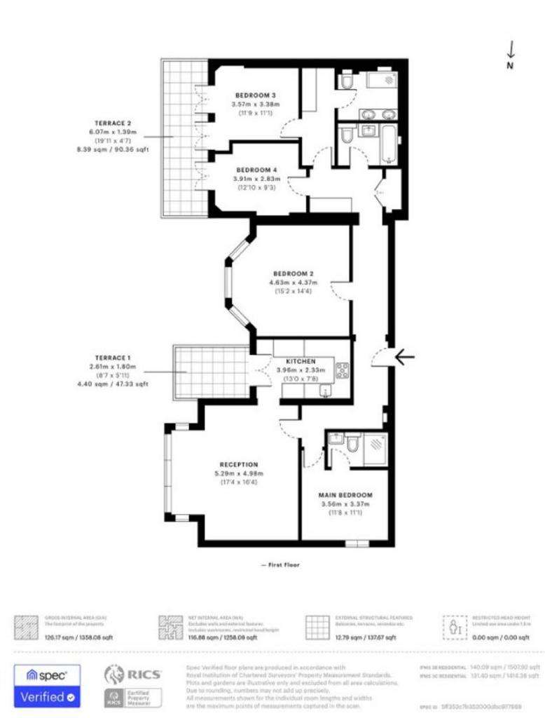 4 bedroom flat to rent - floorplan