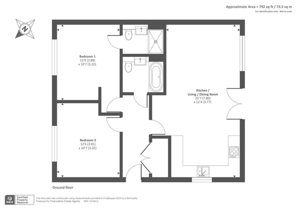 2 bedroom semi-detached bungalow for sale - floorplan