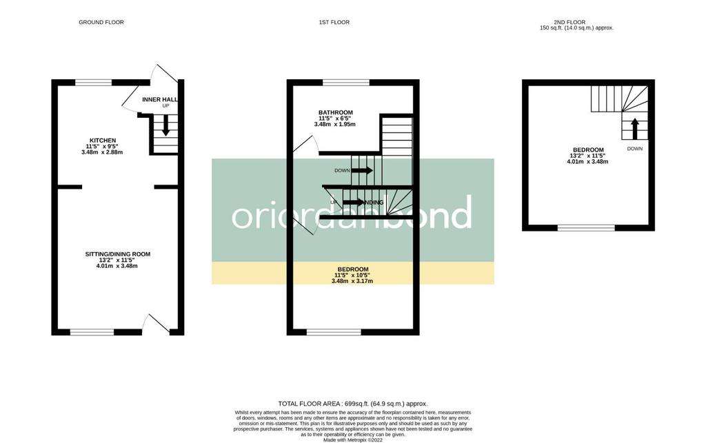 2 bedroom terraced house for sale - floorplan