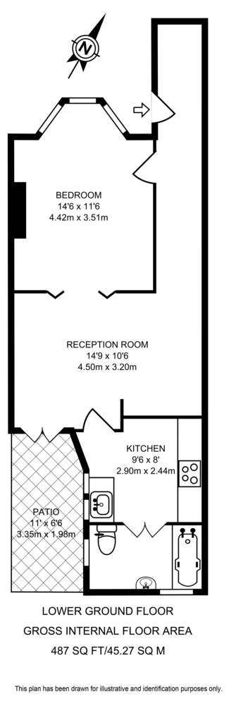 1 bedroom flat to rent - floorplan