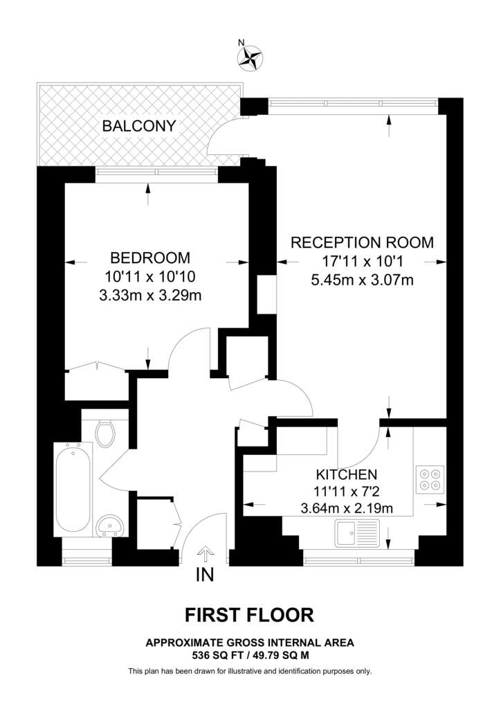 1 bedroom flat to rent - floorplan