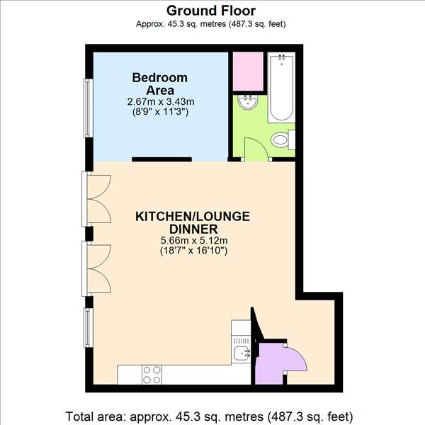 1 bedroom flat to rent - floorplan