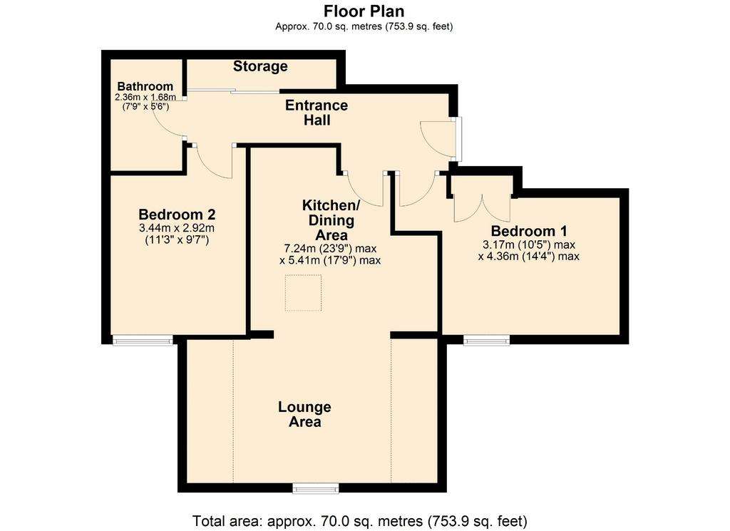 2 bedroom flat to rent - floorplan