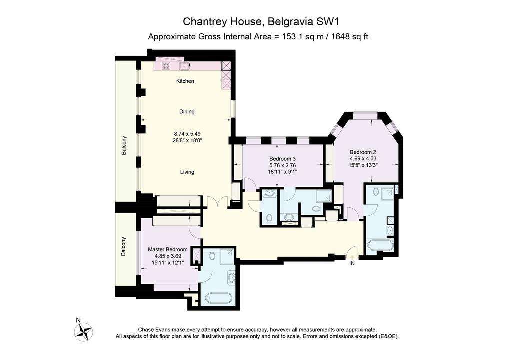 3 bedroom flat to rent - floorplan