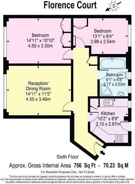 2 bedroom flat to rent - floorplan