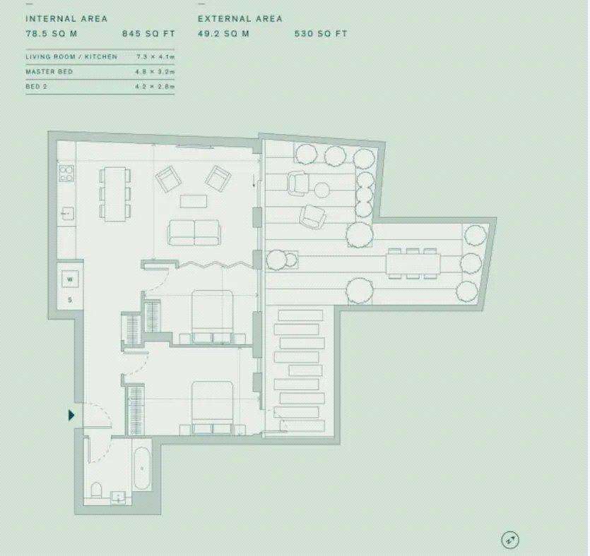 2 bedroom flat to rent - floorplan