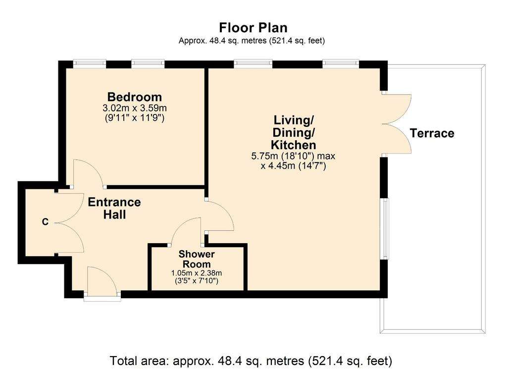 1 bedroom flat to rent - floorplan