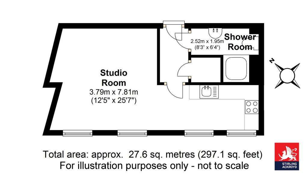 Studio flat to rent - floorplan