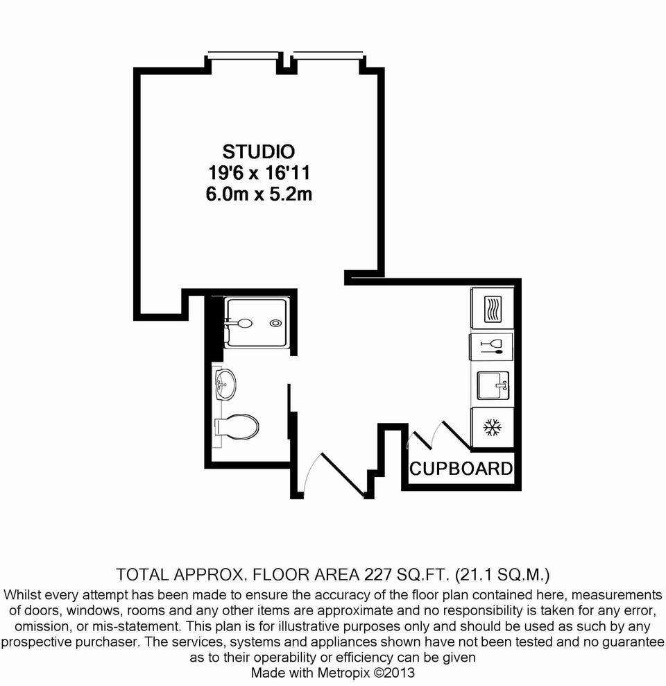 Studio flat to rent - floorplan