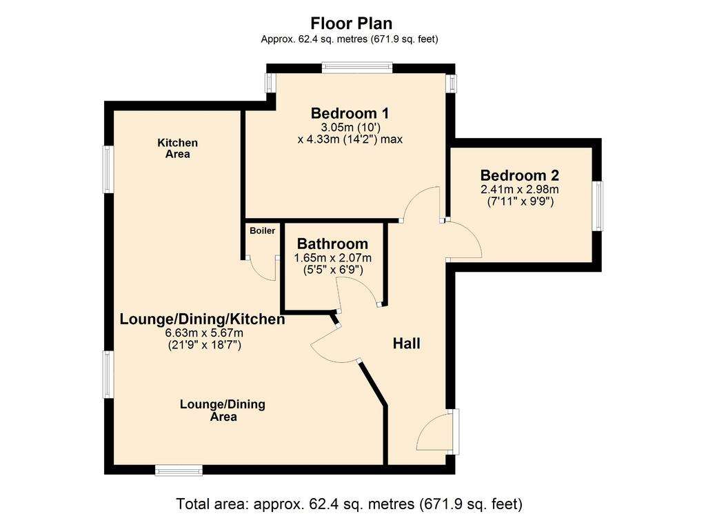 2 bedroom flat for sale - floorplan