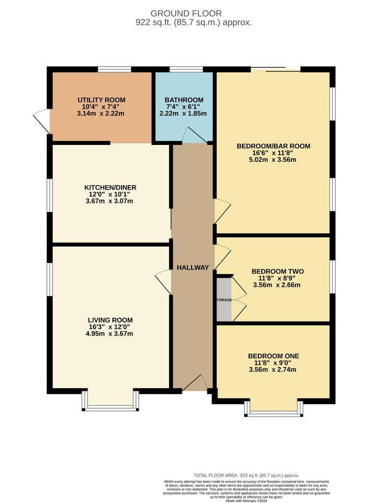 3 bedroom bungalow for sale - floorplan