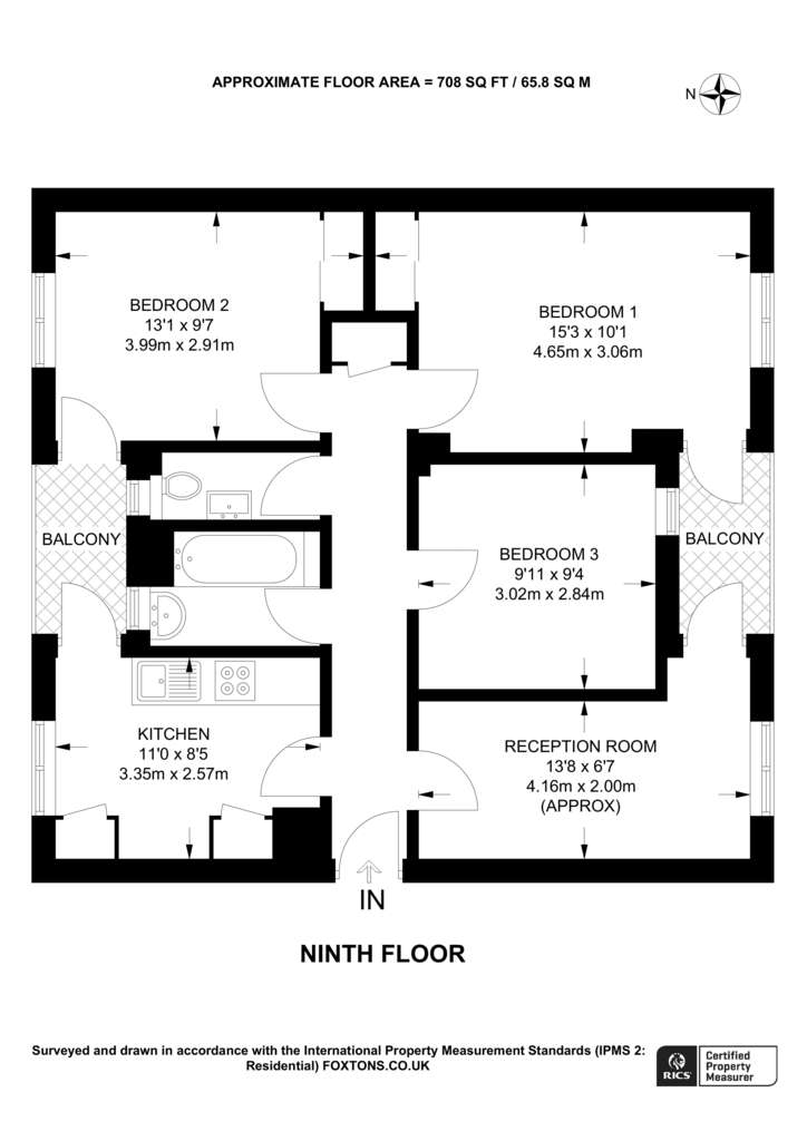 3 bedroom flat to rent - floorplan