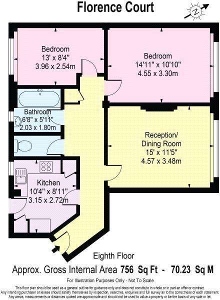 2 bedroom flat to rent - floorplan