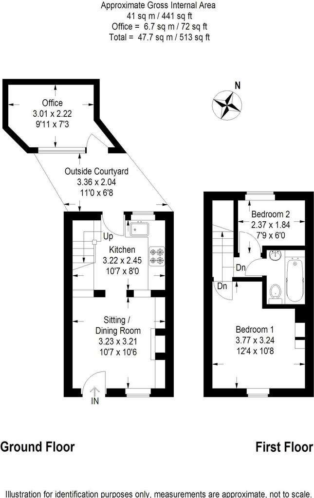 2 bedroom terraced house to rent - floorplan