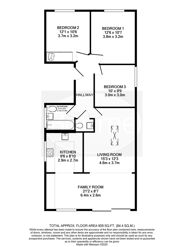 3 bedroom flat to rent - floorplan