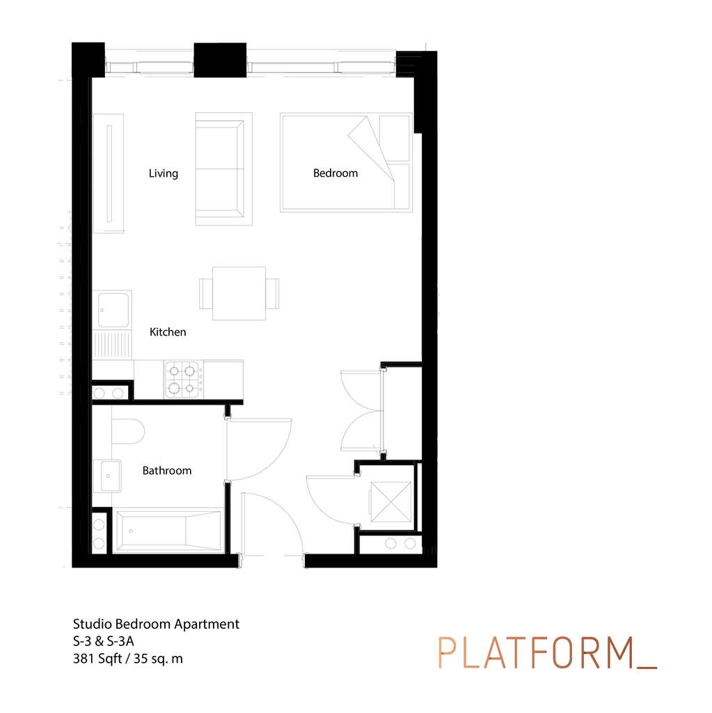 Studio flat to rent - floorplan