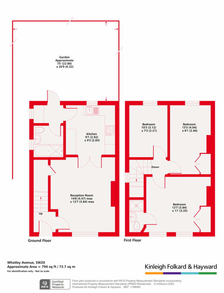 3 bedroom terraced house for sale - floorplan