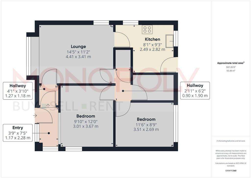 2 bedroom detached bungalow for sale - floorplan