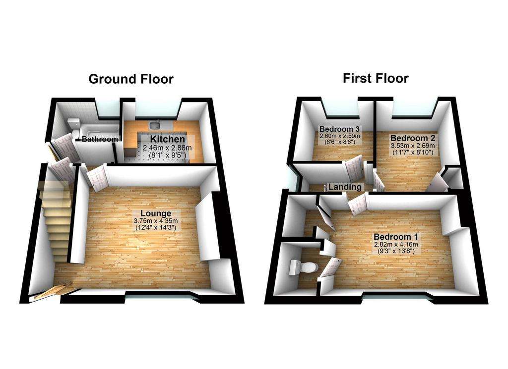 3 bedroom semi-detached house for sale - floorplan