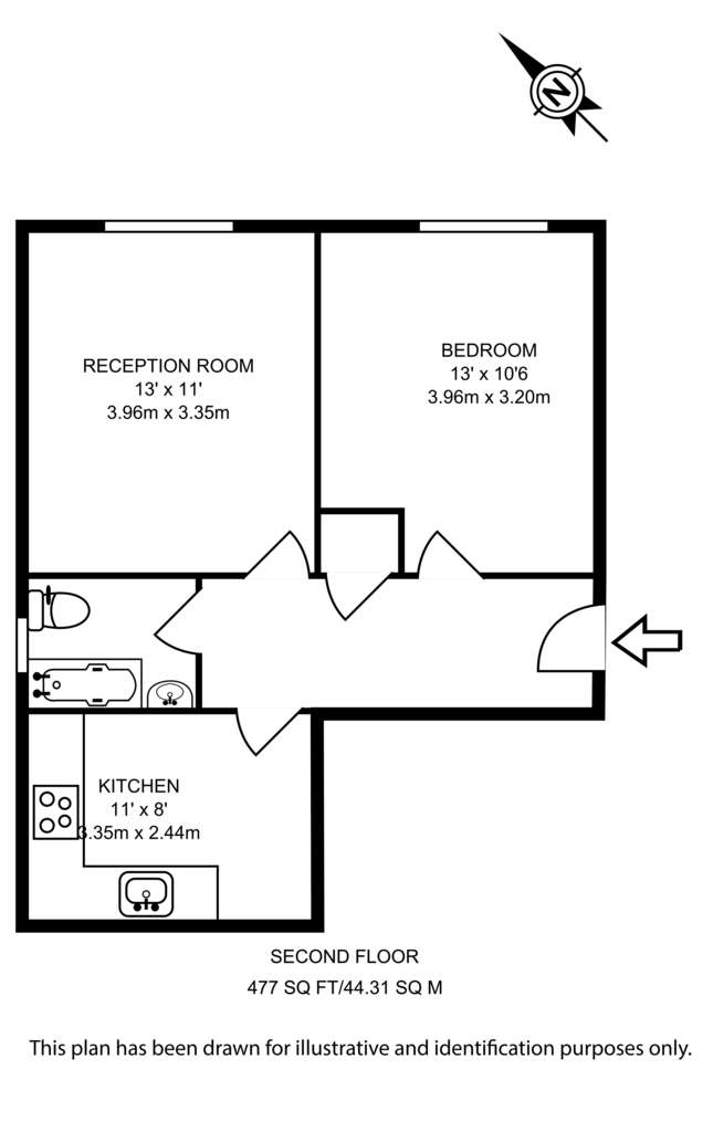 1 bedroom flat to rent - floorplan