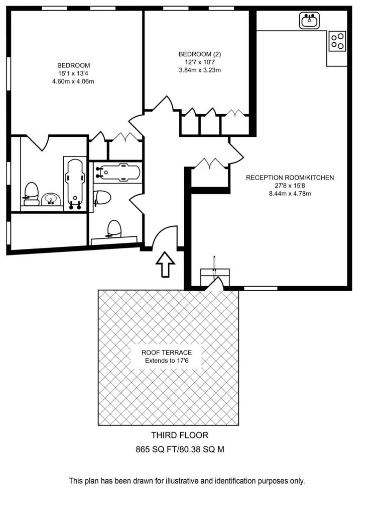 2 bedroom flat to rent - floorplan