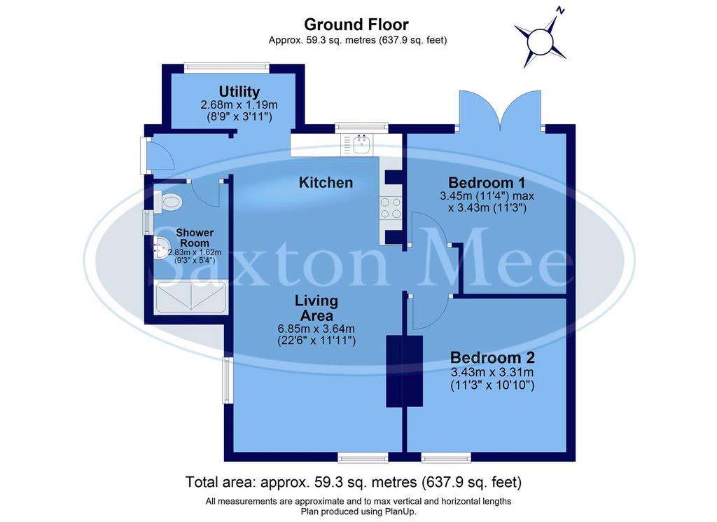 2 bedroom semi-detached bungalow for sale - floorplan