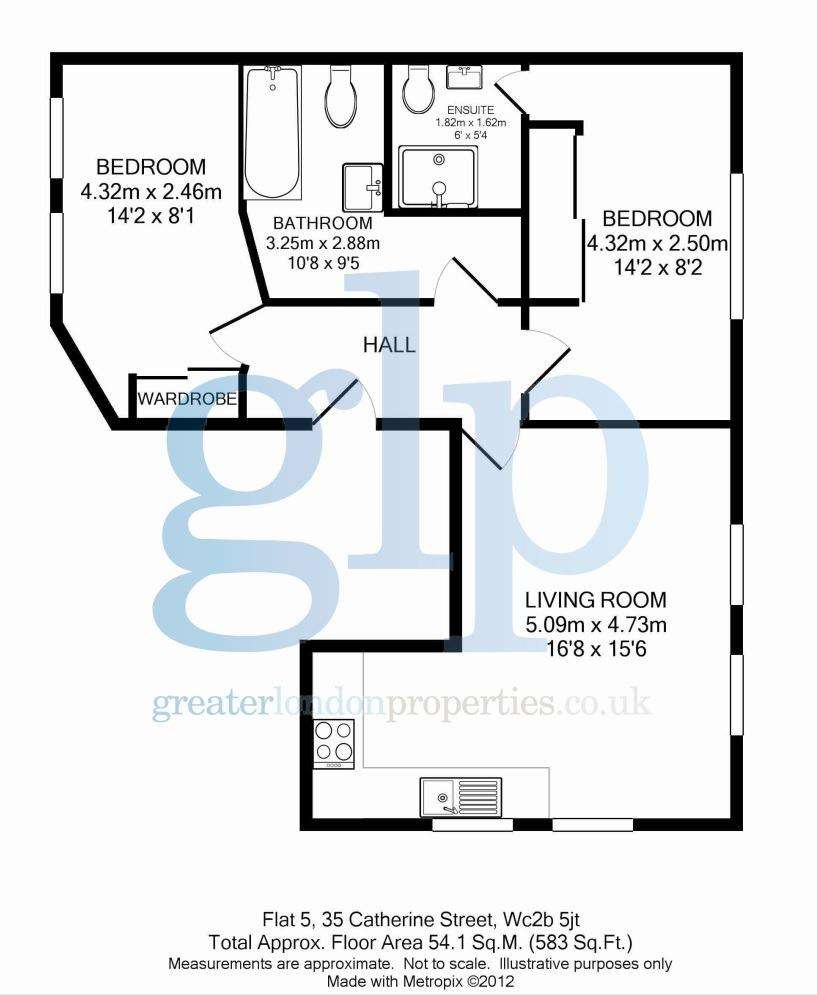 2 bedroom flat to rent - floorplan