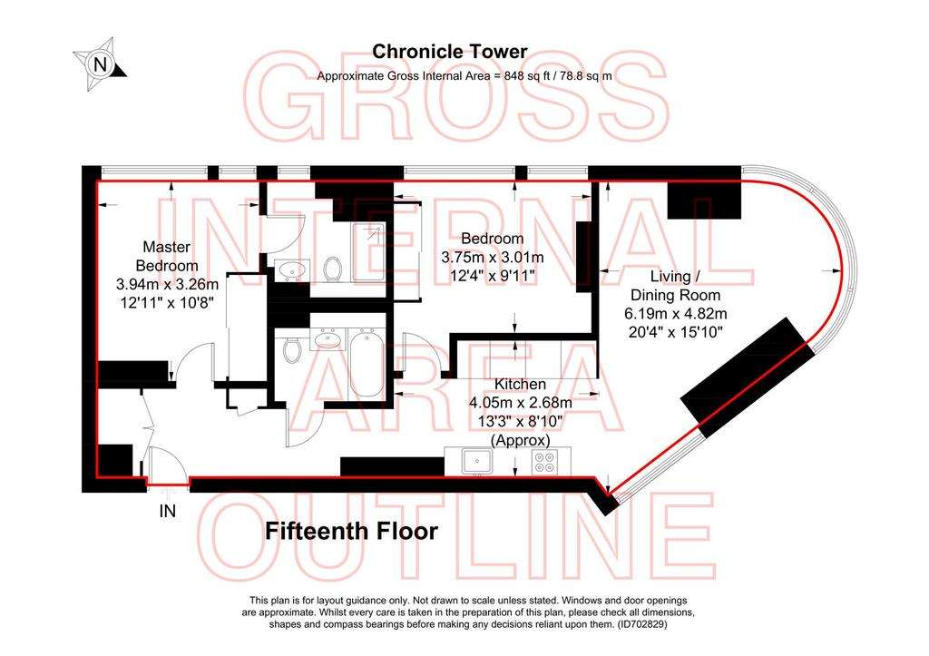 2 bedroom flat to rent - floorplan