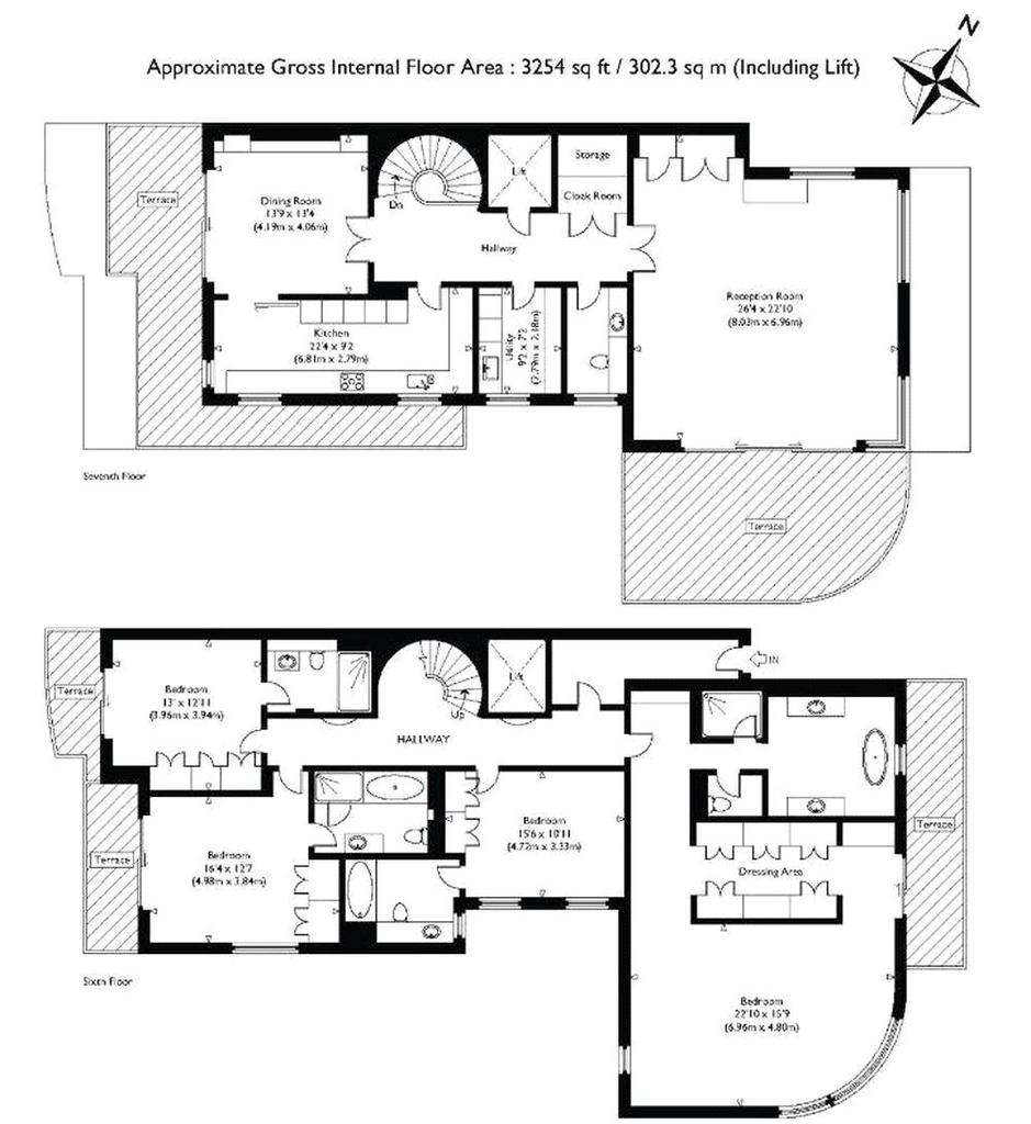 4 bedroom penthouse apartment to rent - floorplan