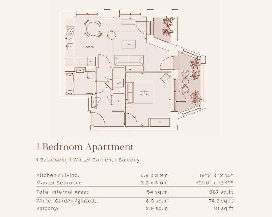 1 bedroom flat for sale - floorplan