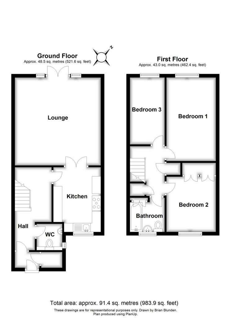 3 bedroom end of terrace house for sale - floorplan