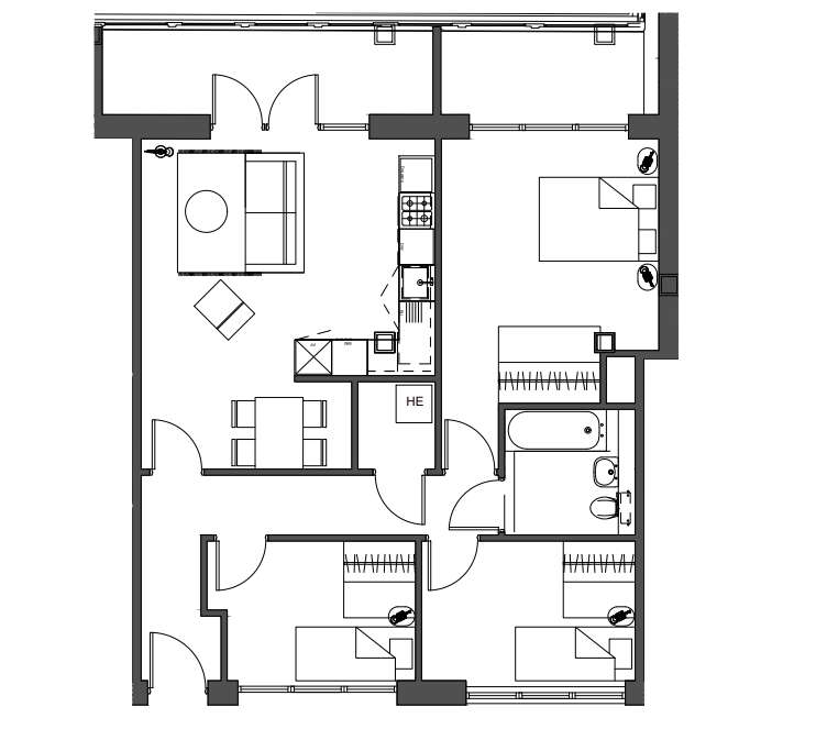 3 bedroom flat to rent - floorplan