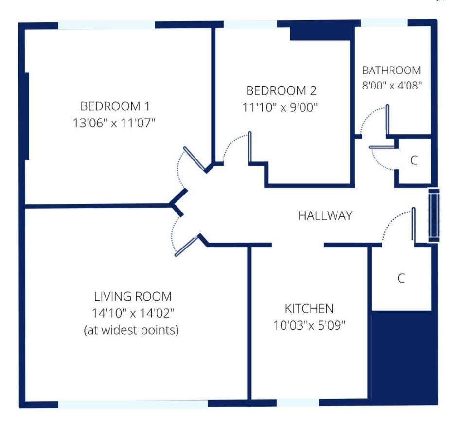 2 bedroom flat to rent - floorplan