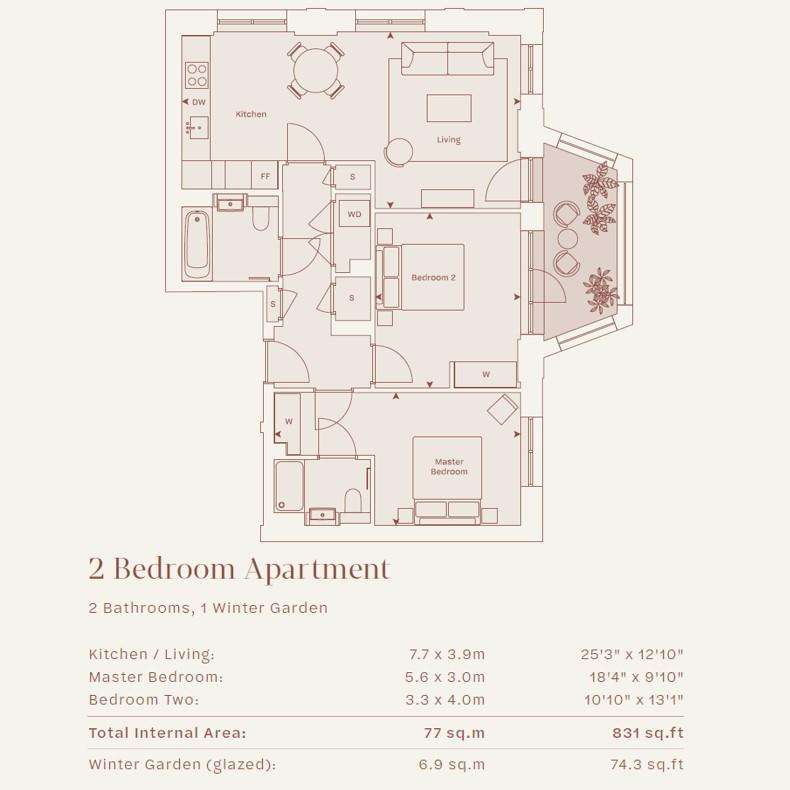 2 bedroom flat for sale - floorplan