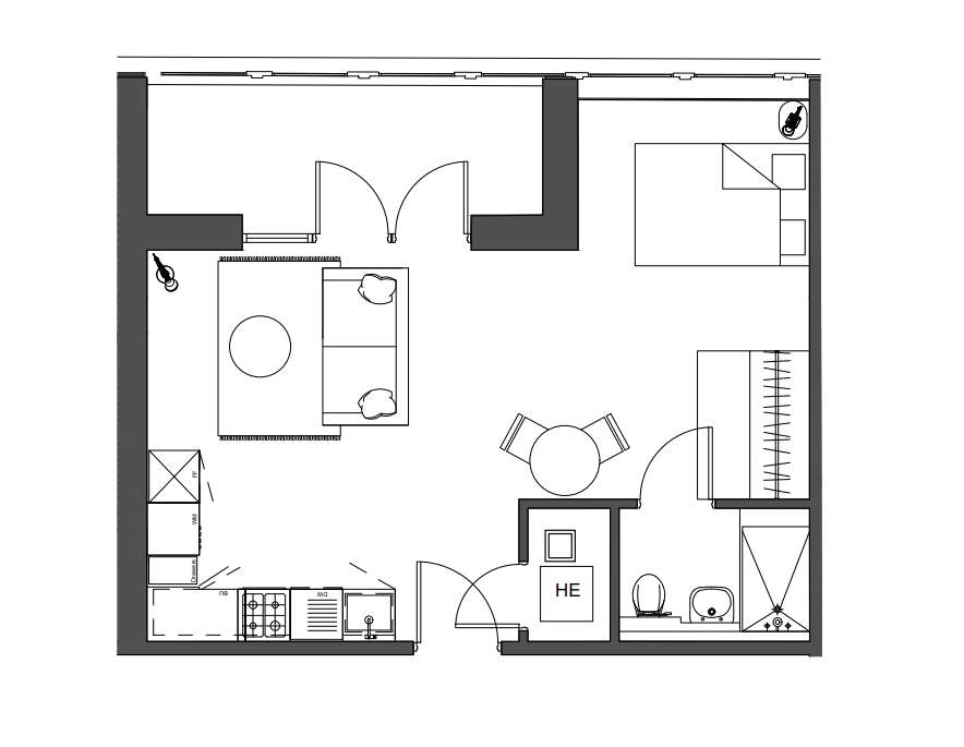 Studio flat to rent - floorplan