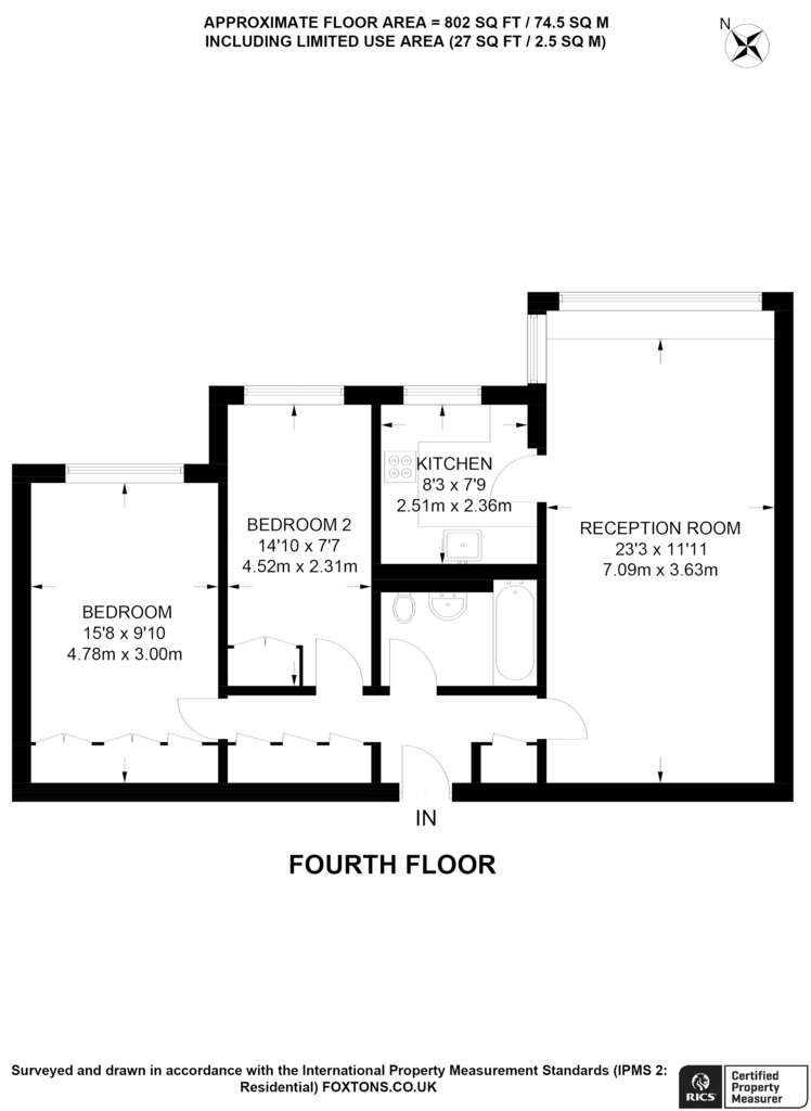 2 bedroom flat to rent - floorplan