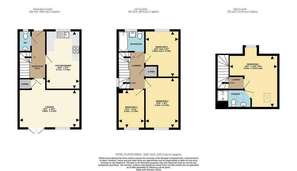 4 bedroom semi-detached house for sale - floorplan