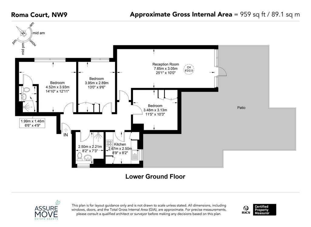 3 bedroom flat to rent - floorplan