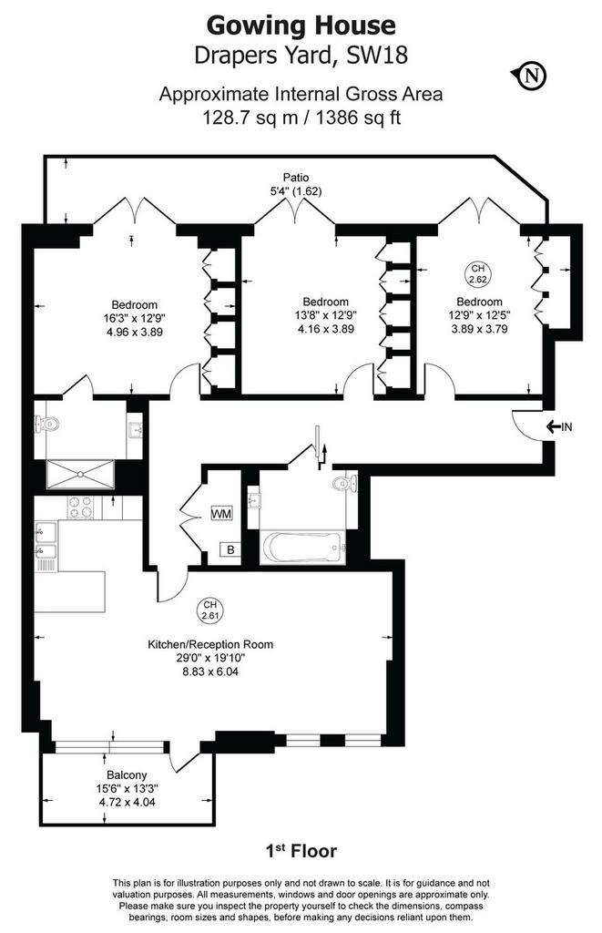 3 bedroom flat to rent - floorplan