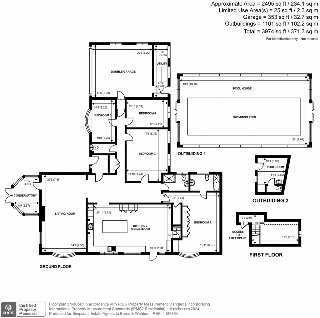 4 bedroom bungalow for sale - floorplan