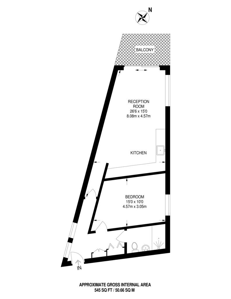 1 bedroom flat to rent - floorplan