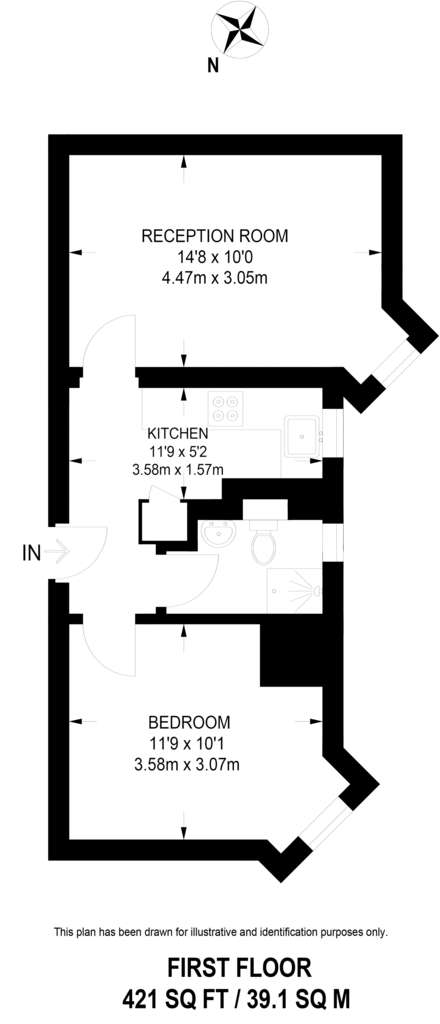 1 bedroom flat to rent - floorplan