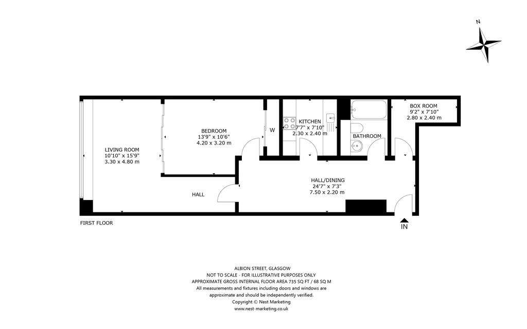 1 bedroom flat to rent - floorplan