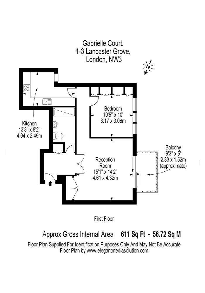 1 bedroom flat to rent - floorplan