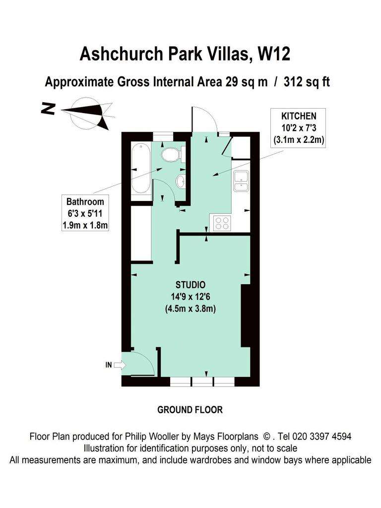 Studio flat to rent - floorplan