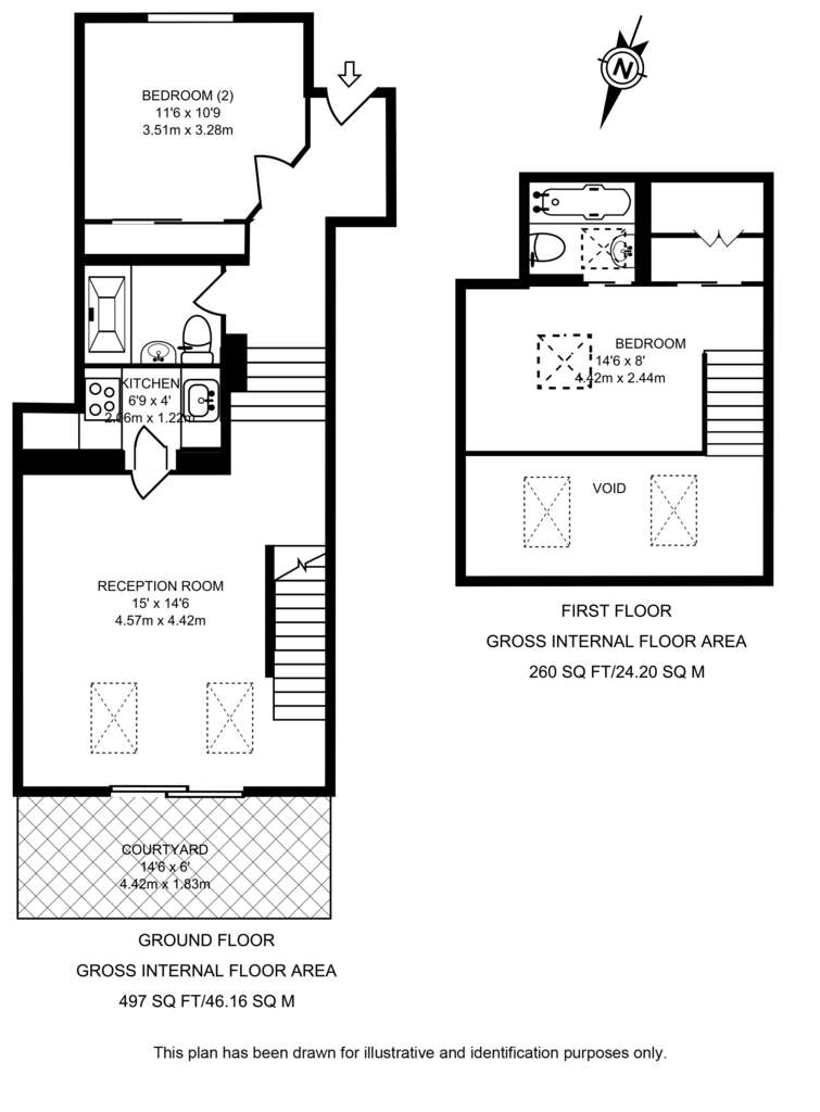 2 bedroom mews house to rent - floorplan